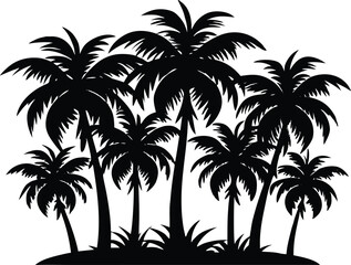 Coconut Palm Grove Silhouette | Coconut Palm Trees Silhouette