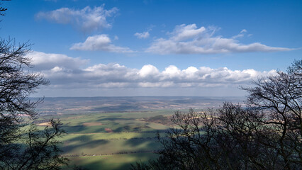 Landscape view from the Kyffhäuser monument overlooking the surrounding flatland in Germany.