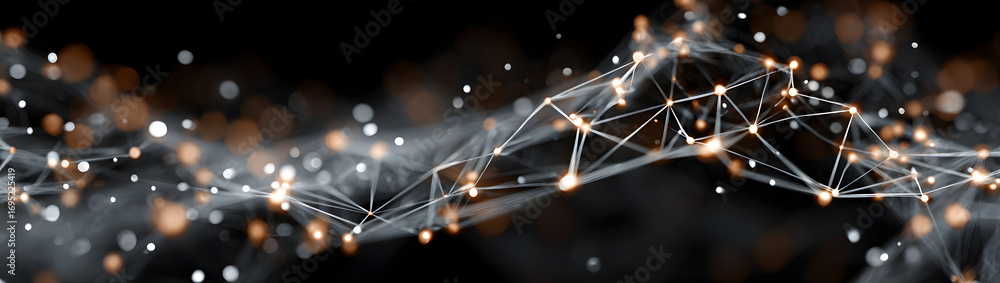 Aufkleber futuristic blockchain netwrk visualization, interconected digital nodes represnting cryptocurrency t