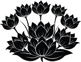 Lotus Bud Cluster Silhouette | Lotus Flower Bud Cluster Silhouette