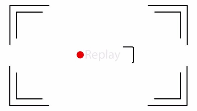Replay text animation with HUD frame on white background. 4K transparent overlay for sports highlights, digital broadcasts, game replays, and modern video editing templates