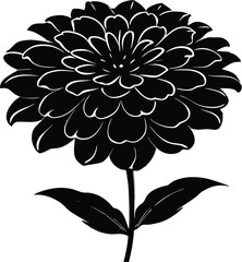 Zinnia Bloom Silhouette | Zinnia Flower Bloom Silhouette