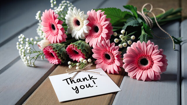 A thank you card with colourful flowers 02