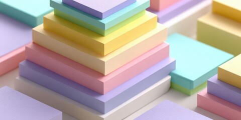 Pastel Color Block Stack Mockup Arranged Diagonally on White Background