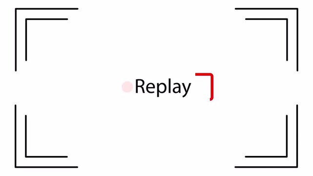 Replay text animation with HUD frame on white background. 4K transparent video overlay for sports replays, digital broadcasts, and video editing templates for modern content creators.