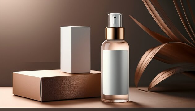 high quality skincare glass bottle mockup psd with box for beauty products presentation
