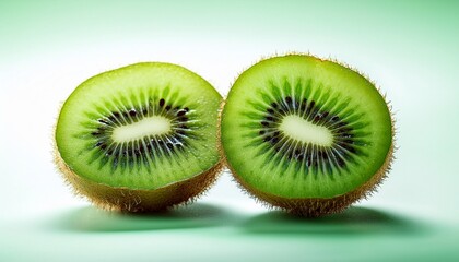 Fototapeta premium a vibrant green kiwi fruit cut in half showcasing its texture