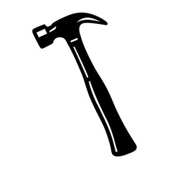 Hammer Silhouette Vector Icon – Black and White Construction Tool Illustration