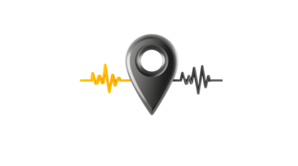 Location heartbeat pulse isolated on transparent background