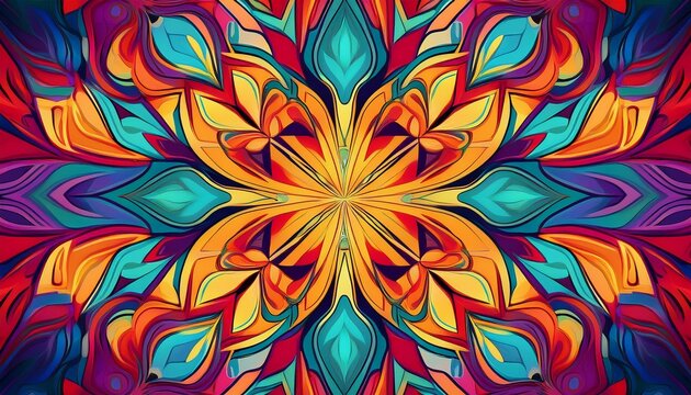 abstract geometric pattern with vibrant kaleidoscope of colors generative ai