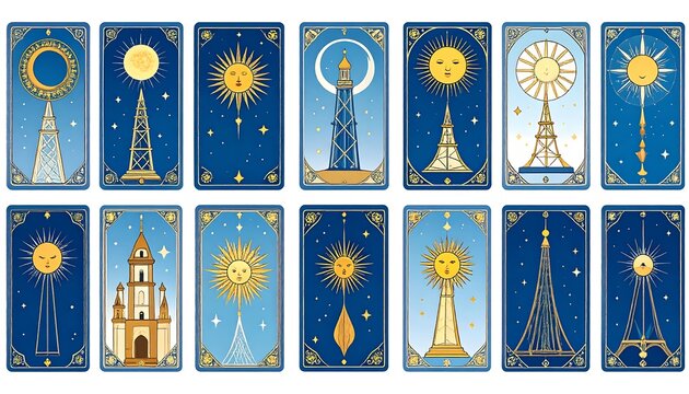 Tarot cards, celestial motifs