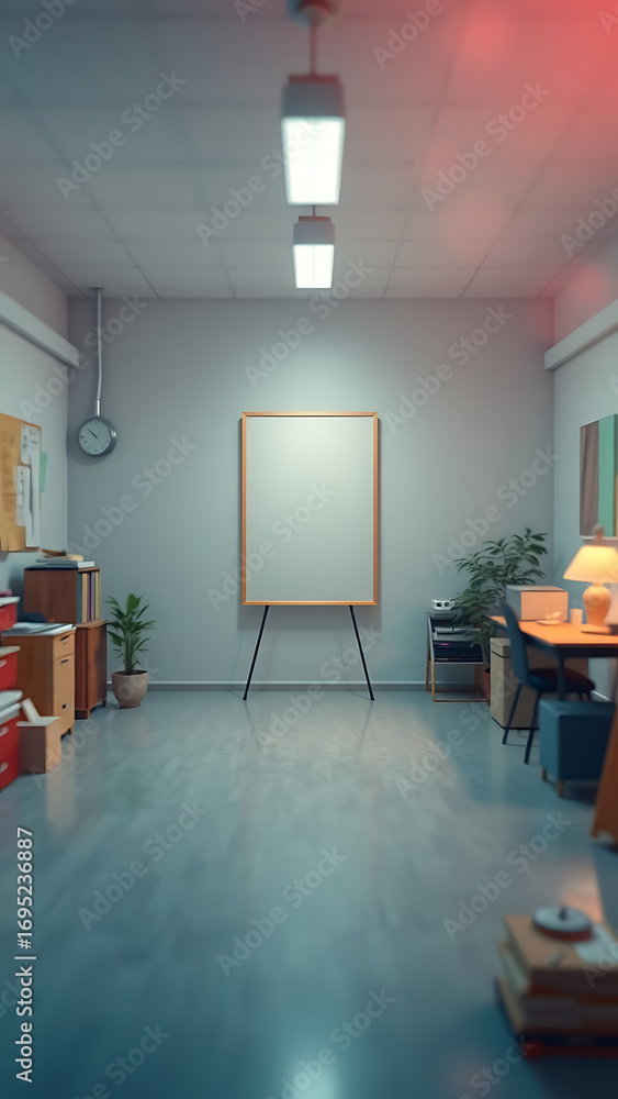 Poster working room empty poster 3d rendering vertical