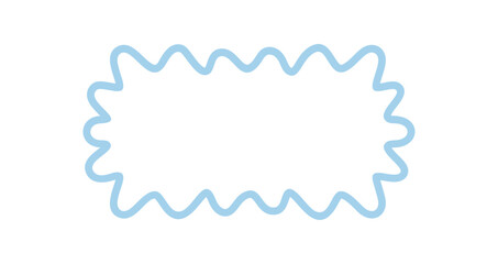 Groovy retro rectangle outline frame with playful wavy shape and subtle blue line. Y2k border design forms a modern background look, ideal for graphic projects with a fun and creative edge.