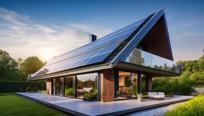 Obraz premium experience beauty of an eco friendly modern house that embraces green energy renewable power concept enhanced by innovative use of ai technology