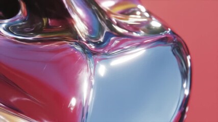 Abstract, glossy shapes in pink, blue, gold colors with light reflections - Powered by Adobe