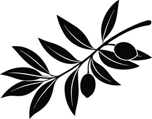 Olive Leaf With Fruit Silhouette