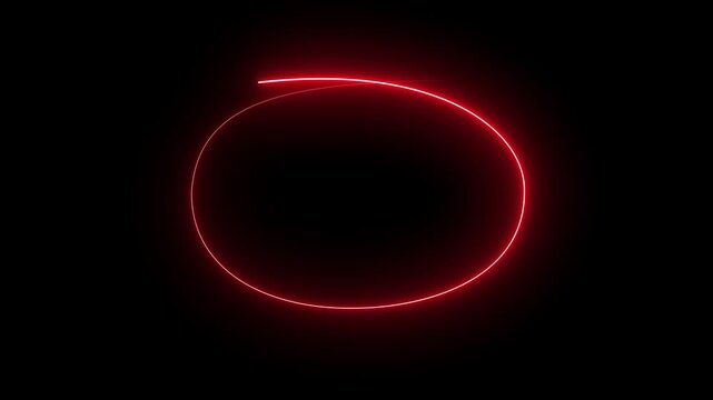 Neon Round Highlighter Effect | Circle Drawing Animation. red circle drawn, red marker pen style, Hand Drawn Neon Circle Highlight | Glowing Marker Animation.