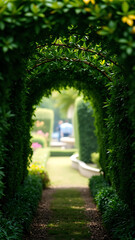 Fototapeta premium Lush Green Archway Over a Garden Path vertical