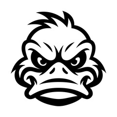 Angry Hawk Head Logo – Black and White Vector Illustration | Eagle Mascot Design