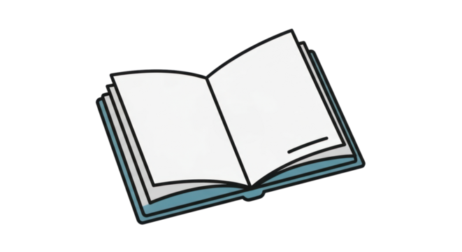 Open Book Illustration with Blank Pages and Blue Cover, Symbolizing Education, Learning, and Creativity. isolated on transparent background. PNG Transparent Background