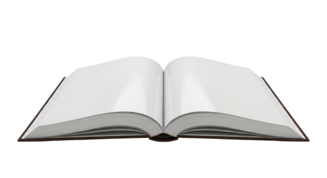 Open Book with Blank White Pages on Isolated Background, Ready for Custom Text and Design. isolated on transparent background. PNG Isolated Transparent