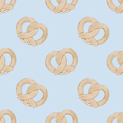 seamless pattern with pretzel. summer colorful illustration for kids, flat style. Baby design for fabric, textile, print, wrapper.