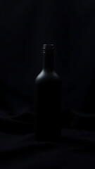 Black Matte Bottle blank mockup on Dark Fabric vertical