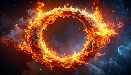 Fototapeta premium Fiery circle of flames