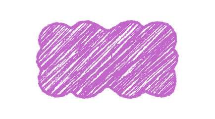 Groovy crayon scallop rectangle border sketched in retro purple sketch style. Wavy frame creates abstract background with chalk graphic look. Y2k shading accents vintage design charm.