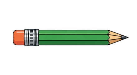 Green Pencil with Eraser and Sharpened Tip, Isolated Vector Illustration for School and Office Supplies. isolated on transparent background. PNG Clipart Transparent