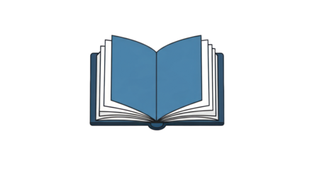 Open Blue Book Illustration with Blank Pages, a Simple Graphic Representing Education, Knowledge, and Reading. isolated on transparent background. PNG Without Background