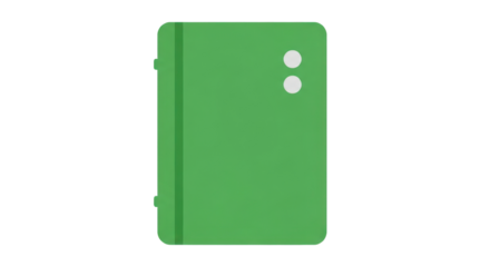 Minimalist Green Binder Illustration with White Circles and Spine Detail on Isolated Background. isolated on transparent background. PNG Cut Out Transparent