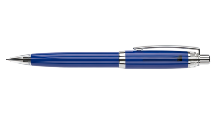 Sleek Blue Ballpoint Pen with Chrome Accents, Isolated Product Shot for Professional Use. isolated on transparent background. PNG Transparent Background