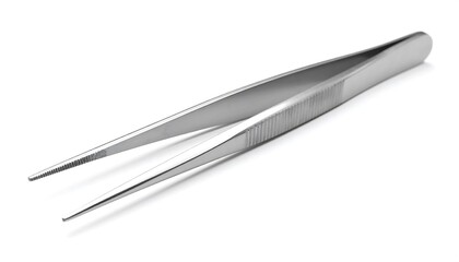 Precise stainless steel tweezers, an essential tool designed for intricate tasks in scientific, medical, and various professional applications, presented on a clean white background
