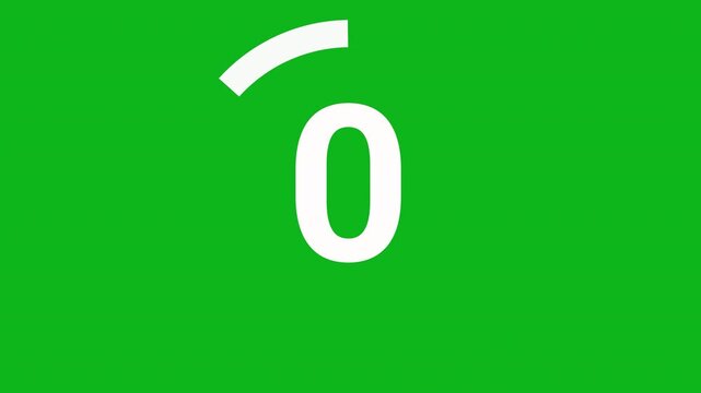 five second countdown animation from 5 seconds to 0 seconds on a green background, 5 second countdown timer with green screen