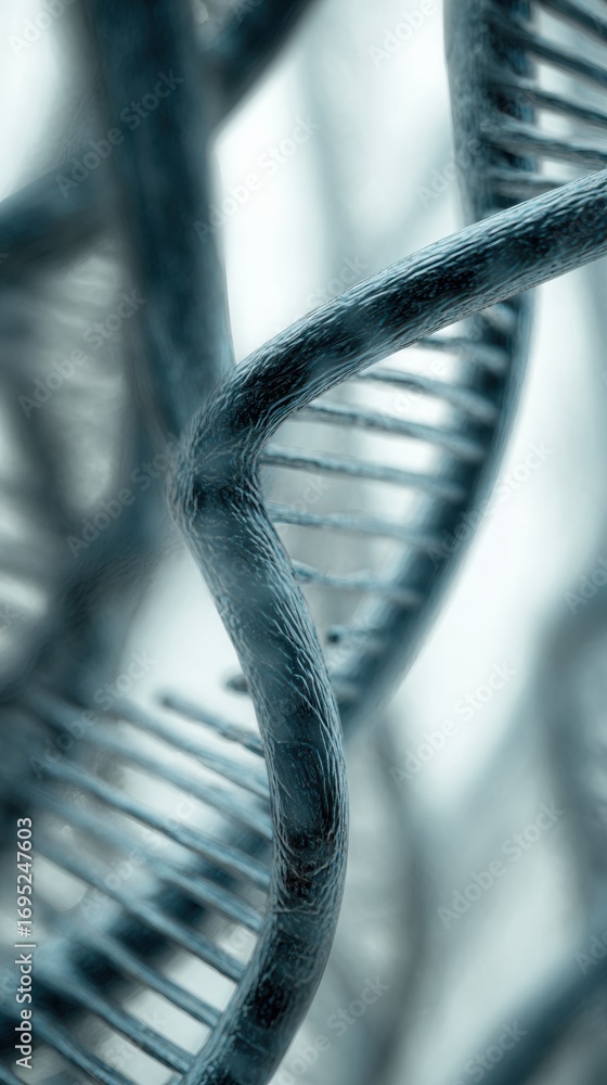 Poster intricate structure of dna helix showcasing genetic material in a close-up view under soft lighting 