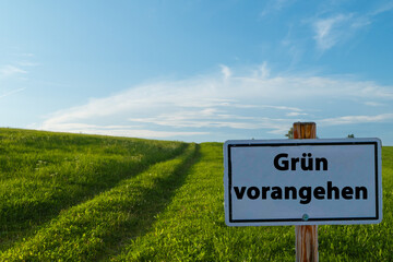 Grün Vorangehen Feldweg Wiese Horizont