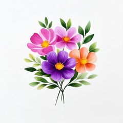 Obraz premium Vibrant Floral Arrangement with Colorful Blossoms and Lush Green Leaves
