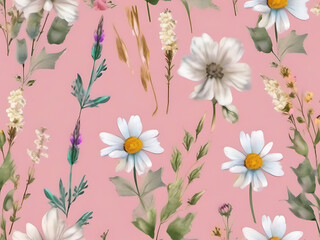 Floral Pattern on Pink Background