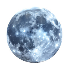Illuminated Full Moon with Craters and Bright Spots Against a Black Background Celestial Body Illustration