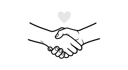 A minimal illustration showcasing cooperation and connection with a symbolic heart above reaching