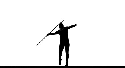 Silhouette of an athlete throwing a javelin, showcasing focus and athletic prowess for sports