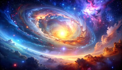Obraz premium Cosmic swirl of nebulae