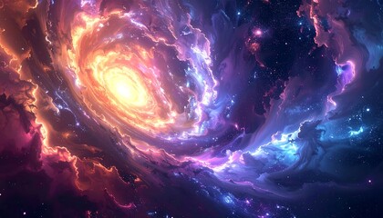 Obraz premium Cosmic swirl of vibrant nebulae