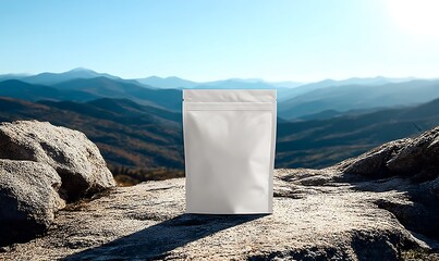 Save to Library Download Preview Preview Crop Find Similar File #: 1462710507 White Packaging Pouch Mockup on Rocky Mountaintop

