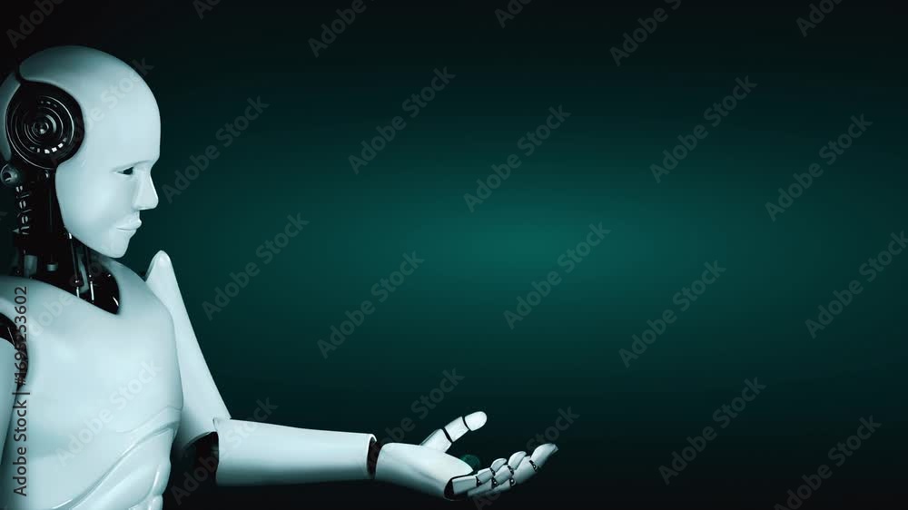 Aufkleber future financial technology controll by ai robot huminoid uses machine learning and artificial intel