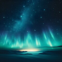 Obraz premium Dancing Northern Lights over Winter Mountains and Forest Night Sky