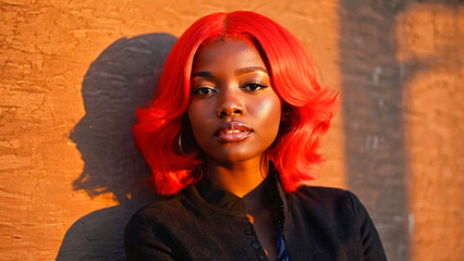 Woman with orange hair.