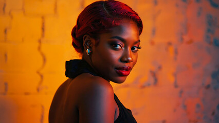 Woman with orange hair.