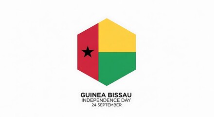 Fototapeta premium Geometric Guinea-Bissau Flag Design Celebrates Independence Day